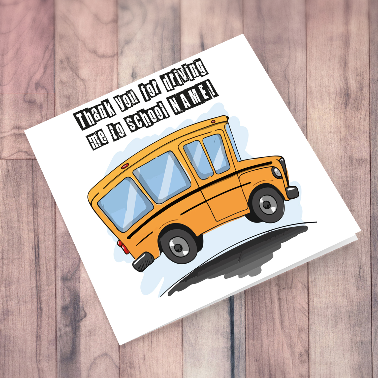 School Van themed thank you card for driver in English (Personalisable)