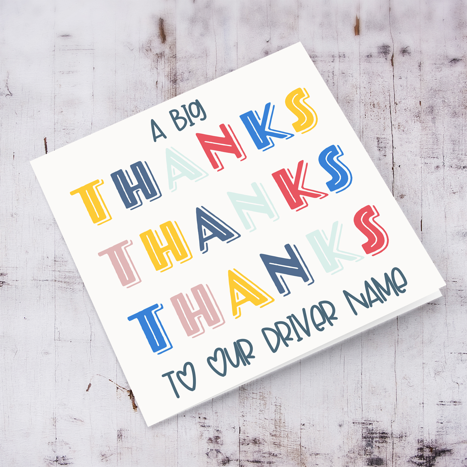A colourful Thank you card for driver in English (Personalisable)