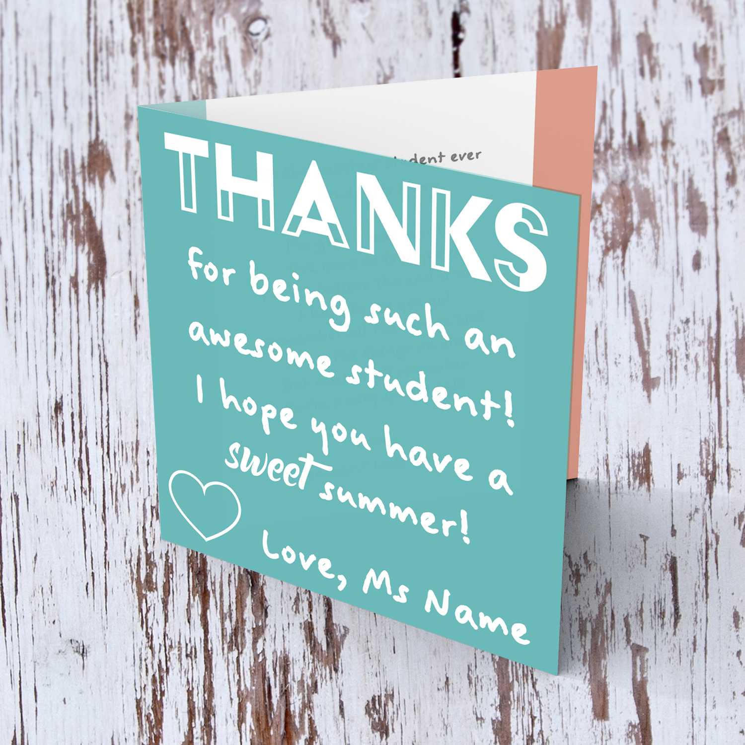 Thank you card FOR STUDENT FROM LSE in turquoise background (in English)