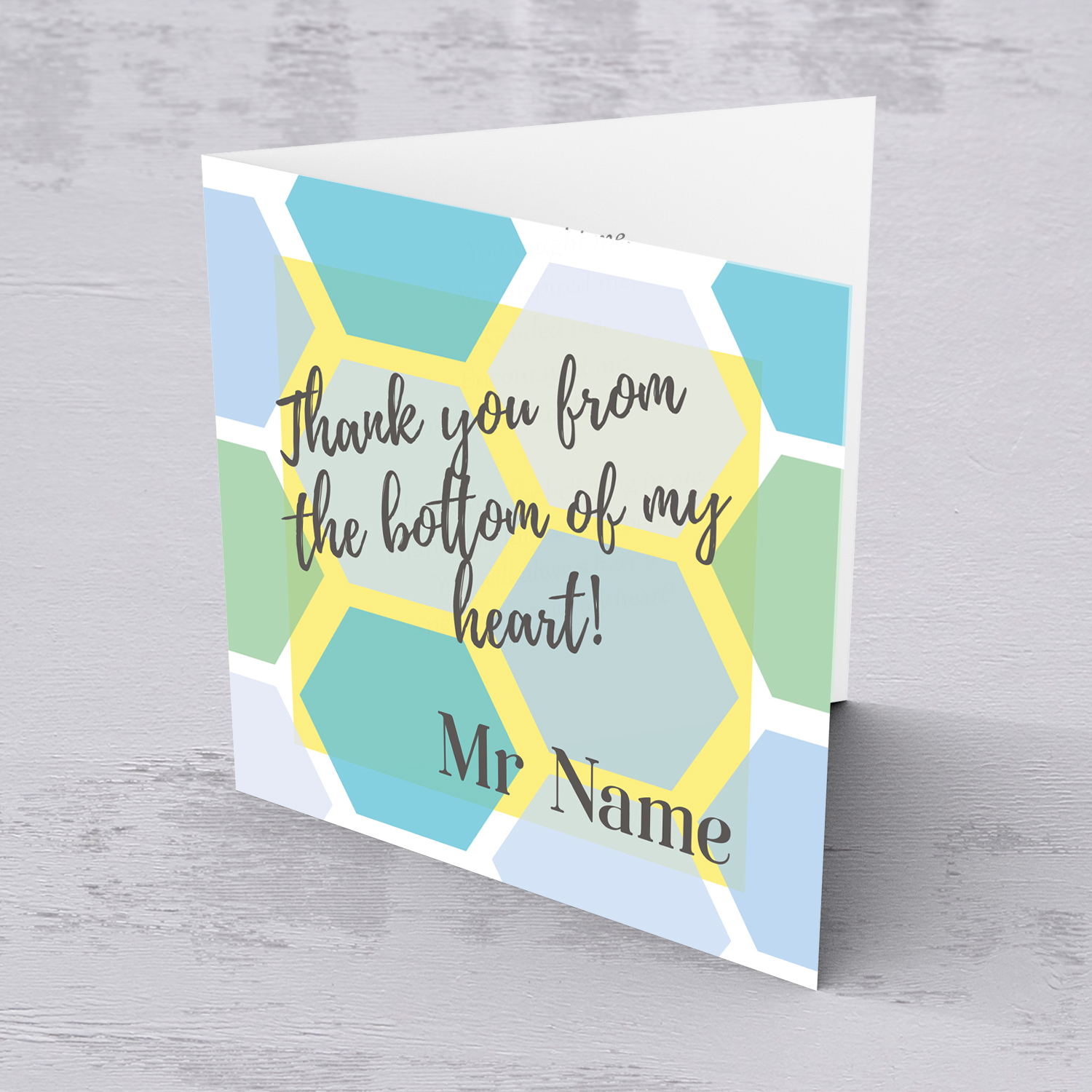 Blue coloured thank you card for Teacher / LSE  / Carer in English (personalisable)