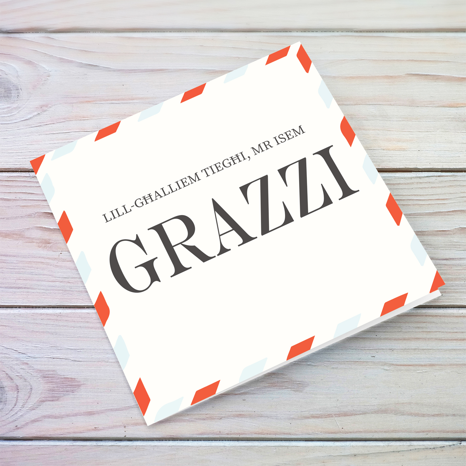 Letter themed thank you card for teacher (Male) in Maltese (Personalisable)