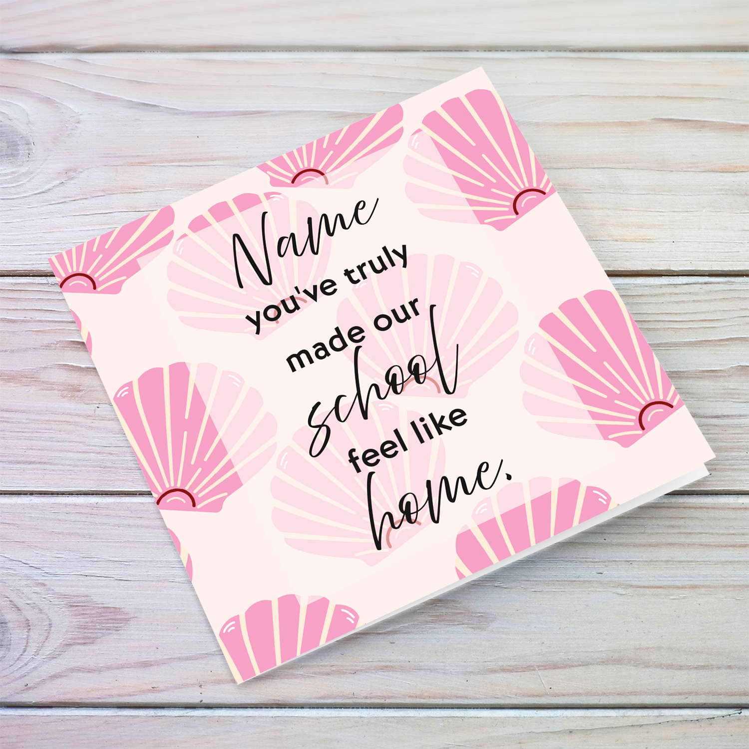 A beautiful pink shelled background thank you card for head of school / assistant head of school in English (Personalisable)