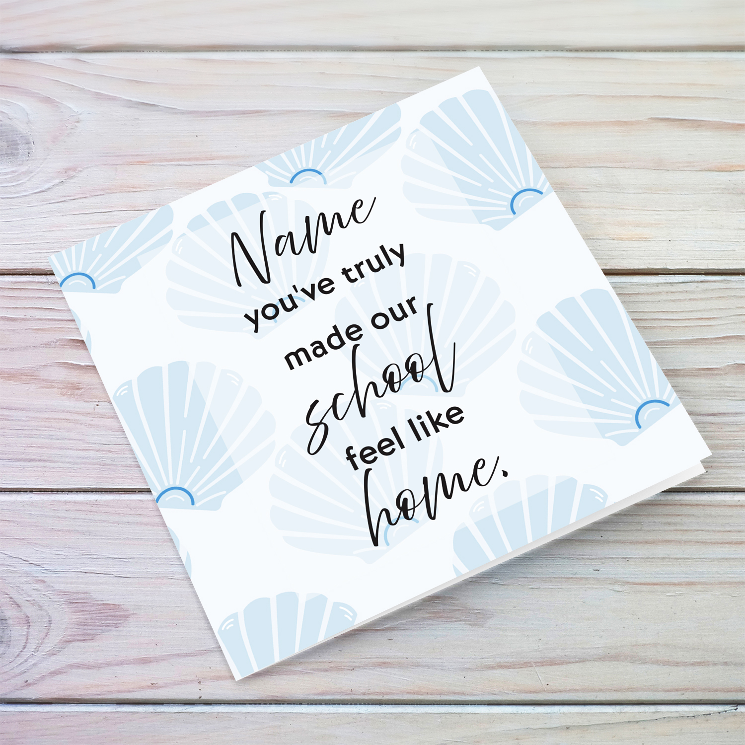 A beautiful light blue shelled background thank you card for head of school / assistant head of school in English (Personalisable)