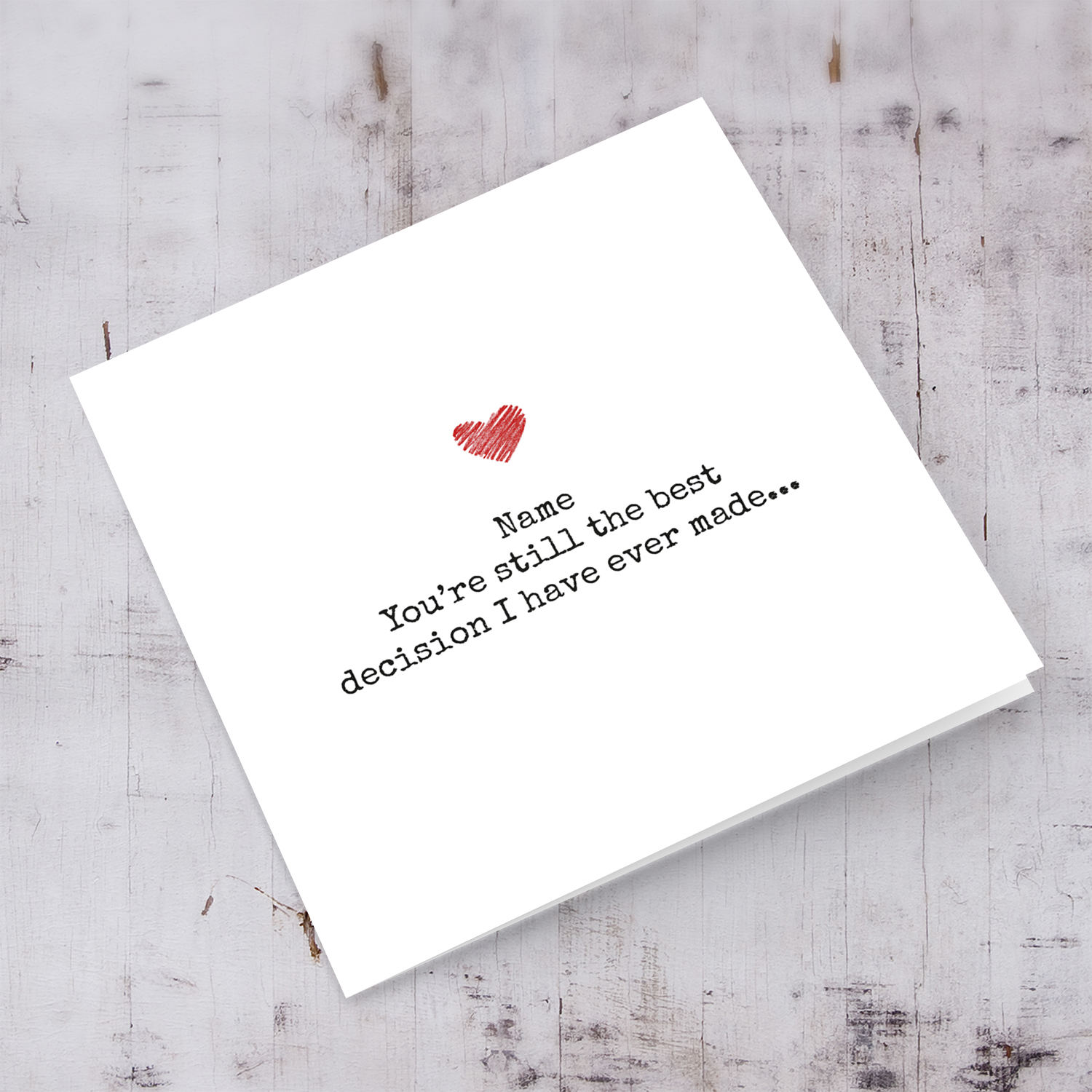 Minimalist personaliseable Valentine's Day card with red heart in English