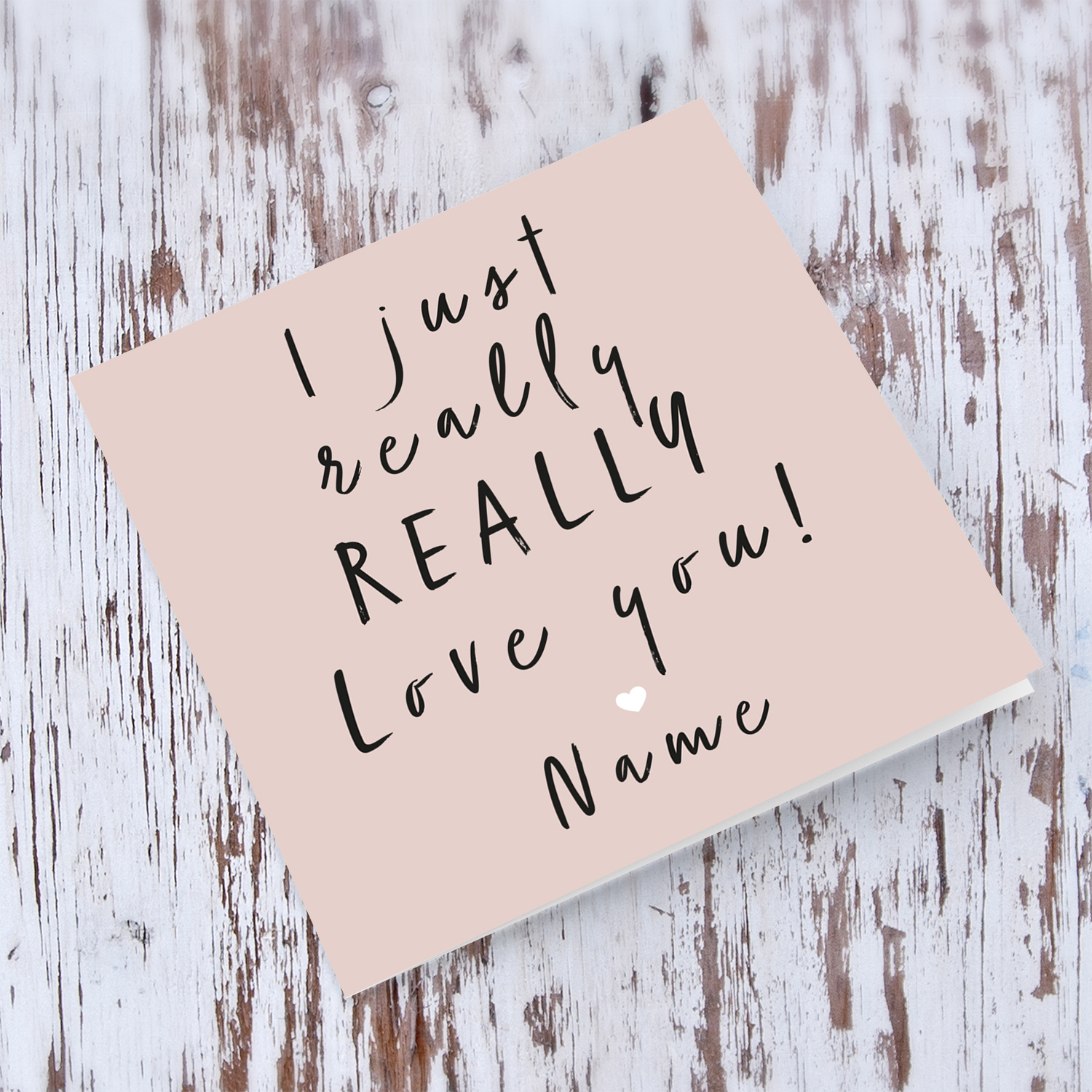 Pink background with black text personalisable Valentine's Card in English