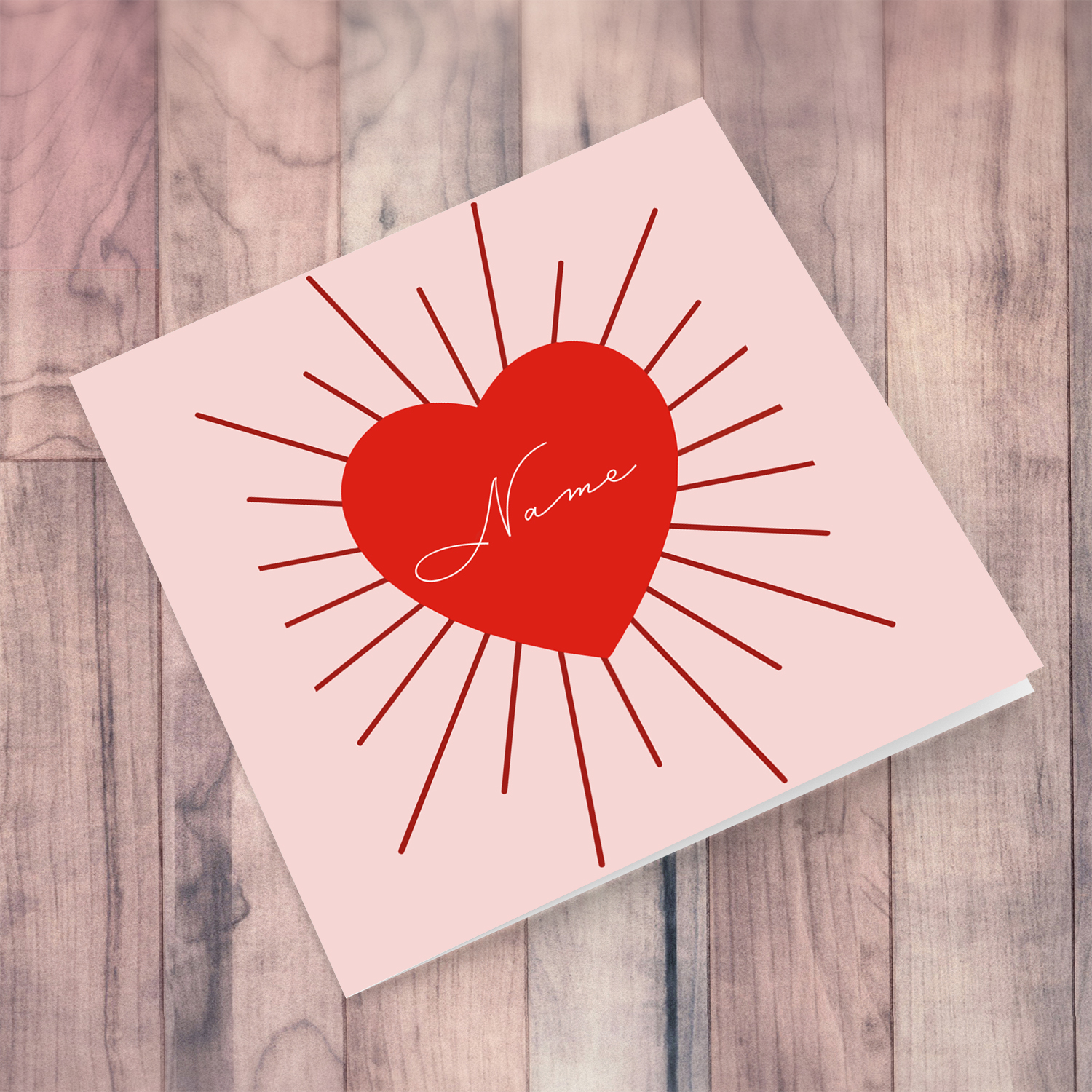 Sunburst big red heart Valentine's Day card in Maltese (Personalisable)