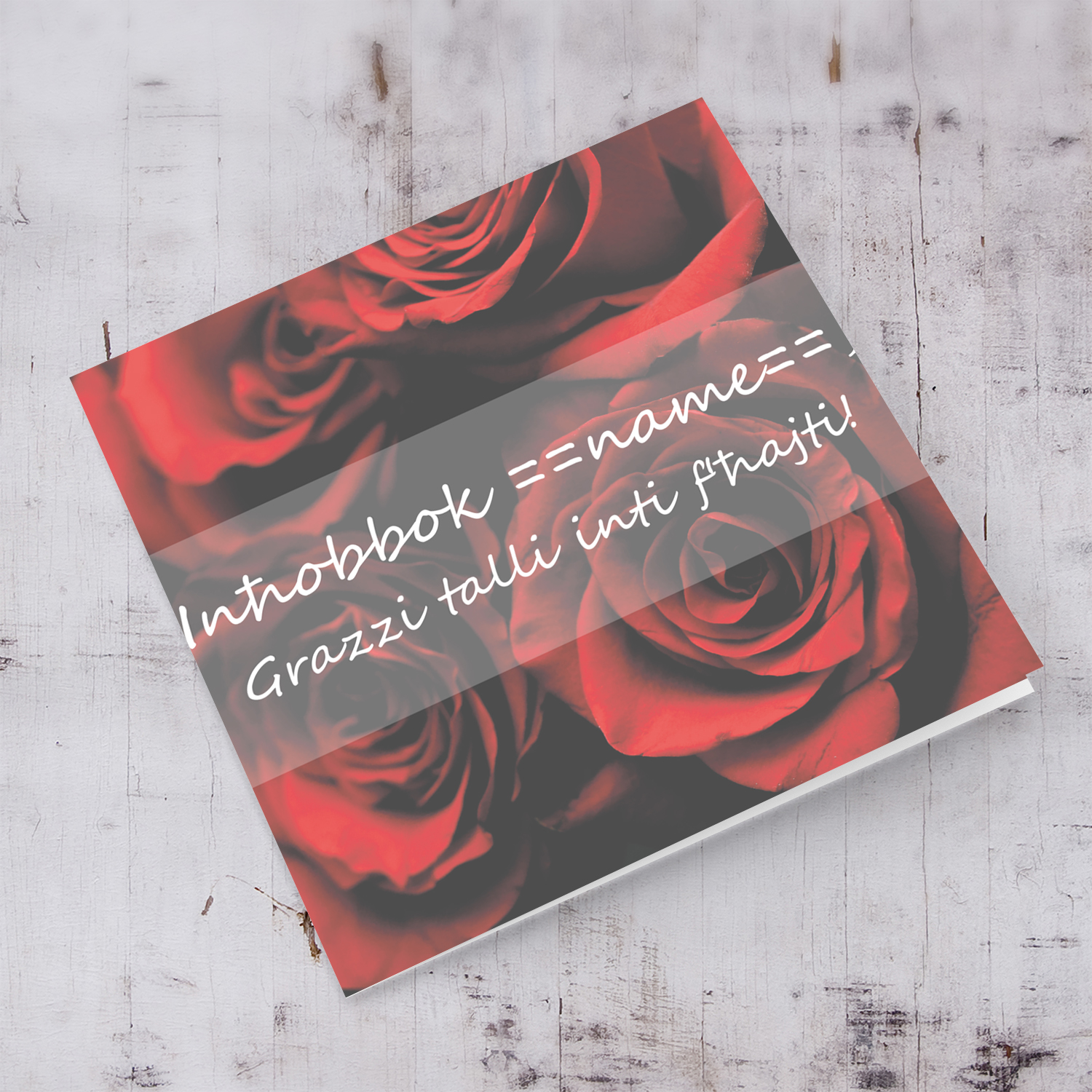 Red Roses personalisable Valentines Card in Maltese