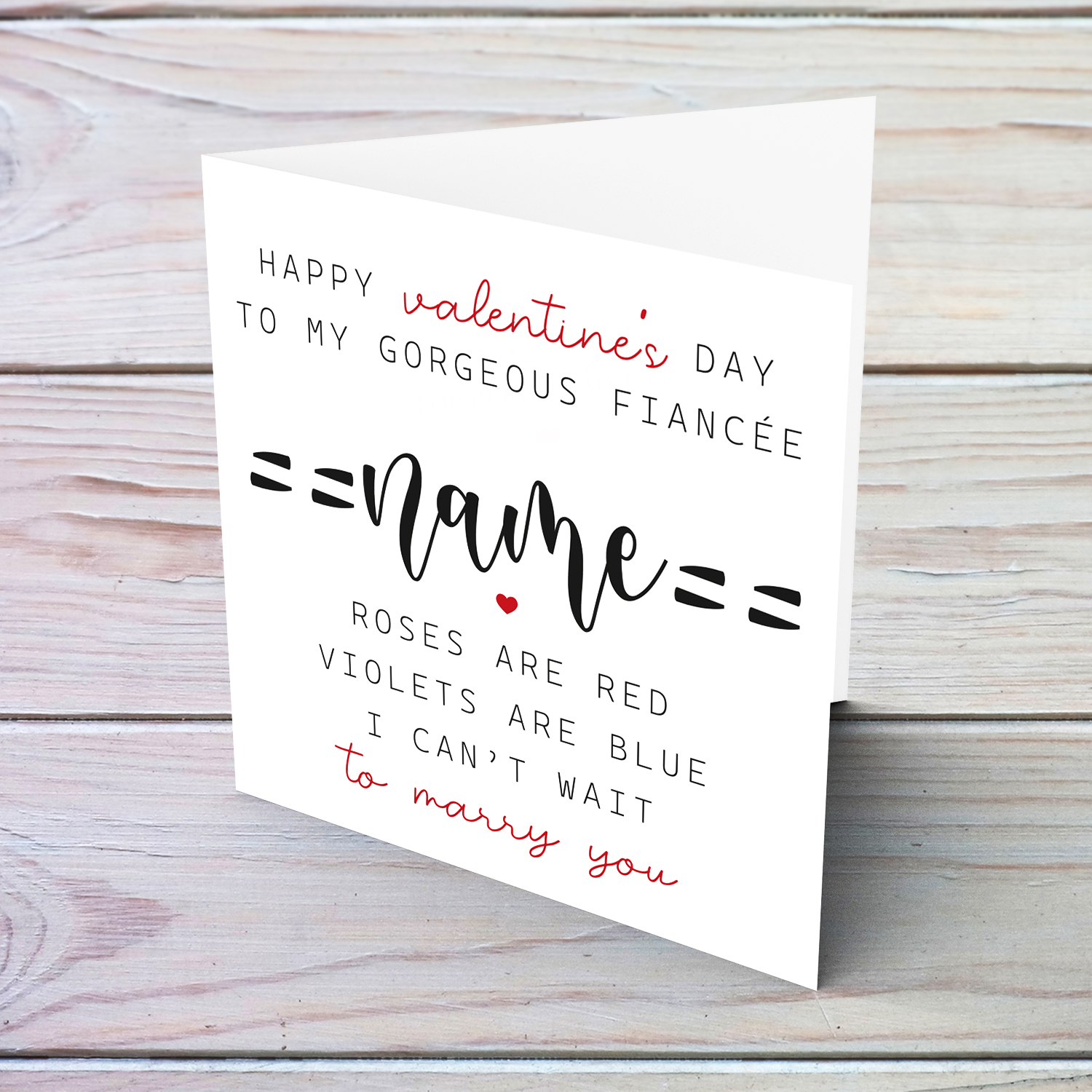 Fiancée personalisable Valentine's Card in English