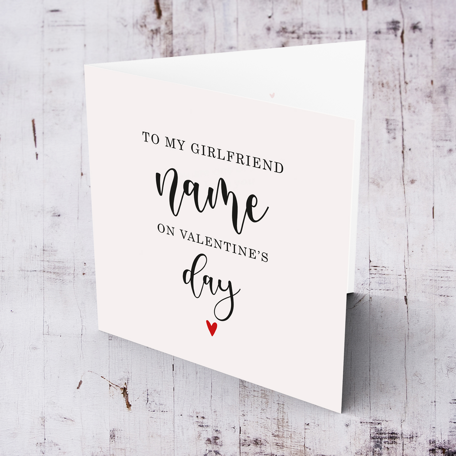 To my girlfriend on Valentine's Day greeting card in neutral background with red heart in English