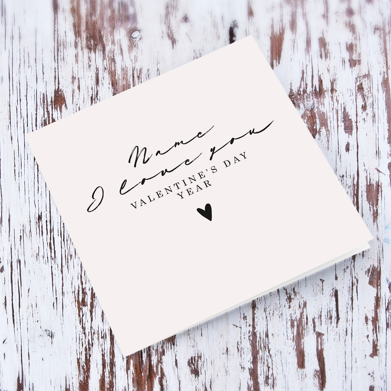 Elegant minimalistic valentine's card with black heart and neutral background in English (Personalisable)