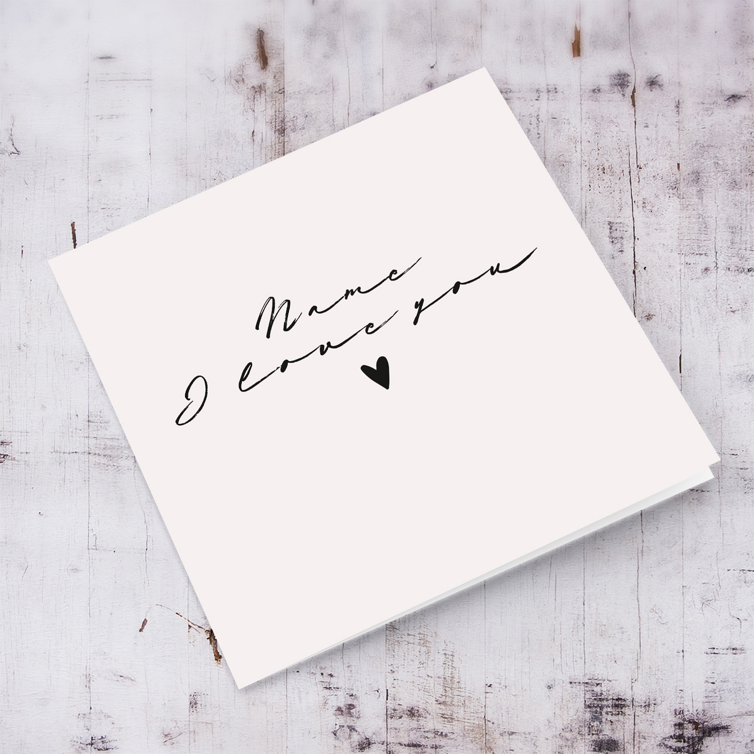 Elegant minimalistic card for a loved one - with black heart and neutral background in English (Personalisable)
