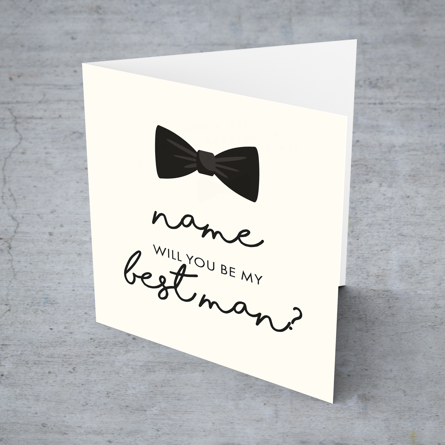 Cute bow themed will you be my bestman personalisable card in English