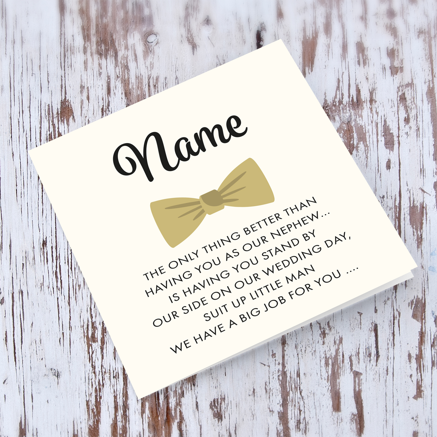 Will you be our Pageboy - personalised bridal party card in English for nephew