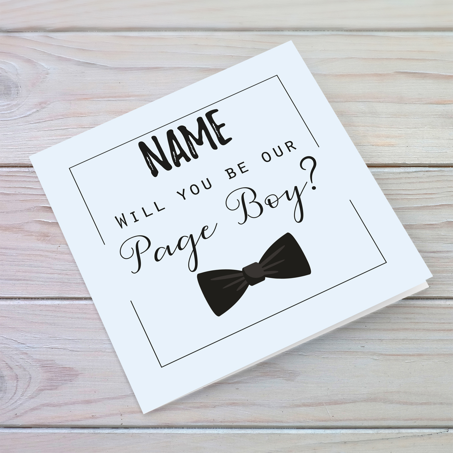 Will you be my page boy - personalisable bridal card in English