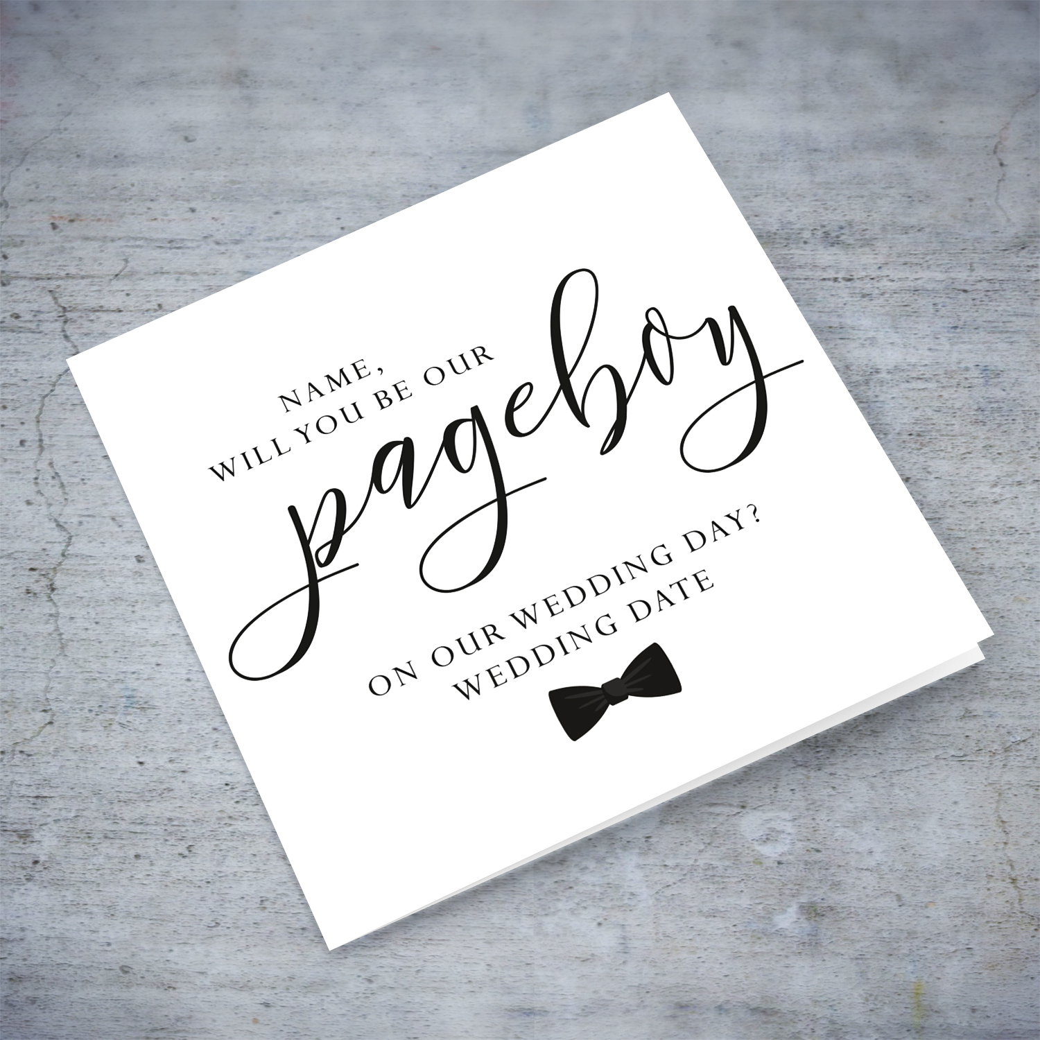 Pageboy - Will you be our pageboy? personalisable bridal card in English