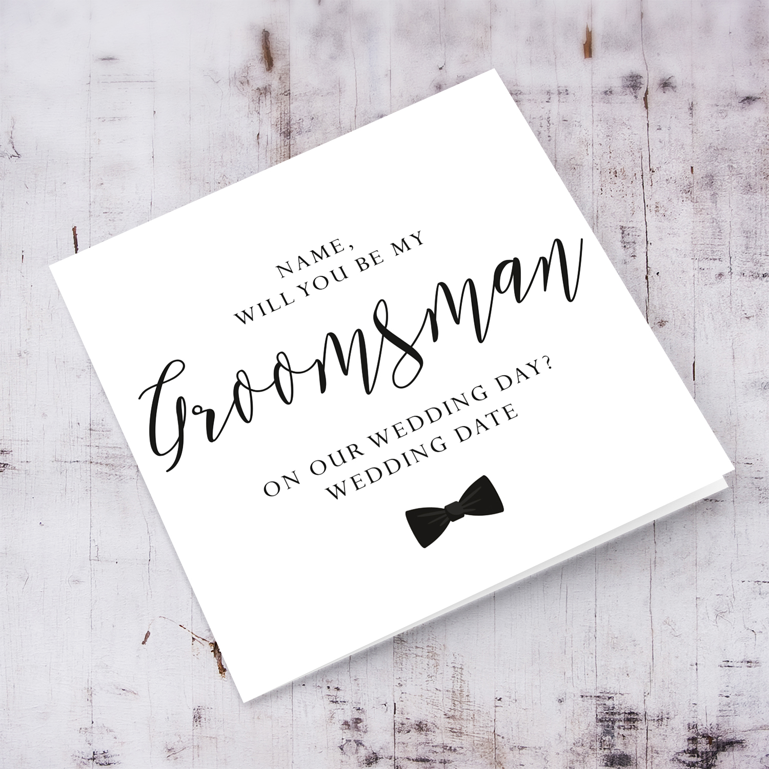 Groomsman - Will you be my Groomsman? personalisable bridal card in English