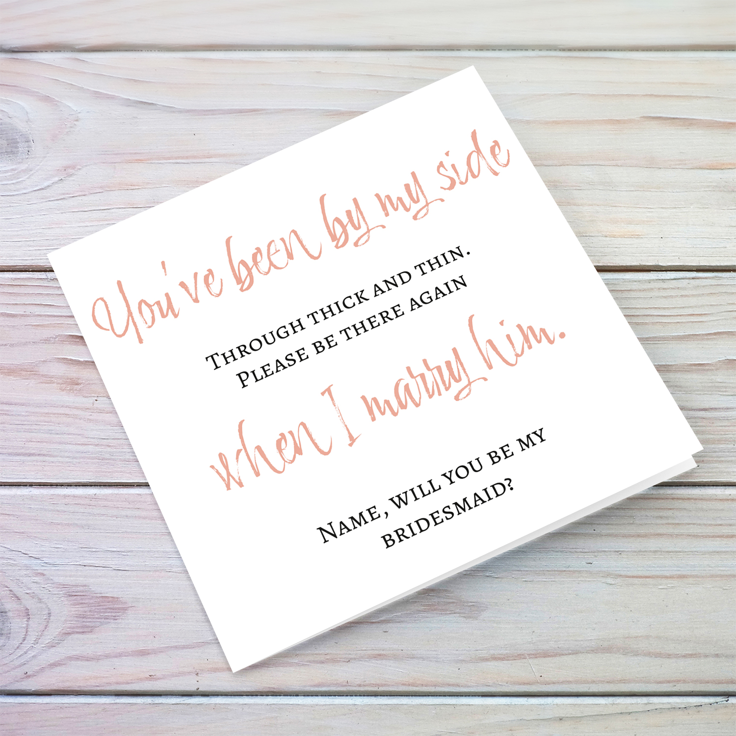 You've been by my side wedding party card for Bridesmaid in English (Personalisable)