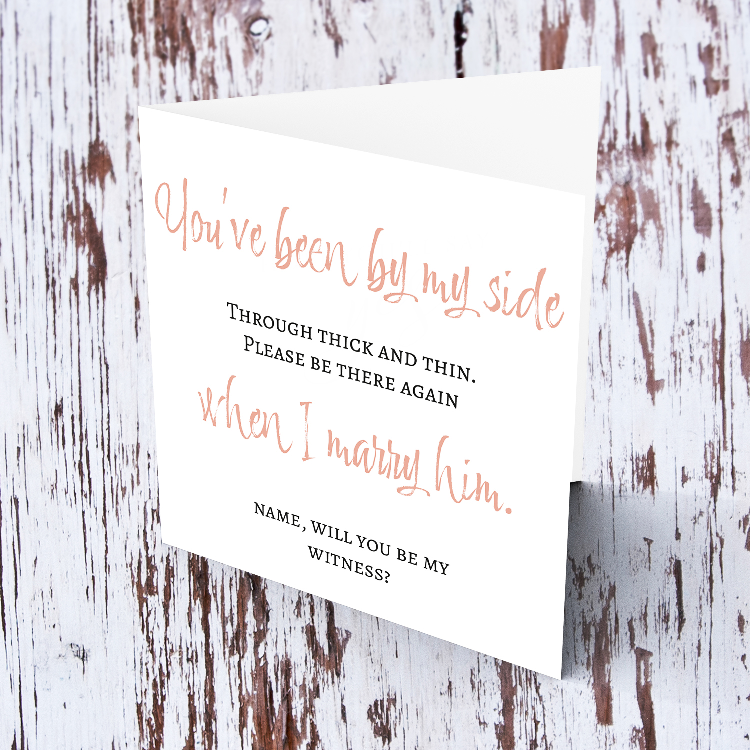 You've been by my side wedding party card for Witness in English (Personalisable)