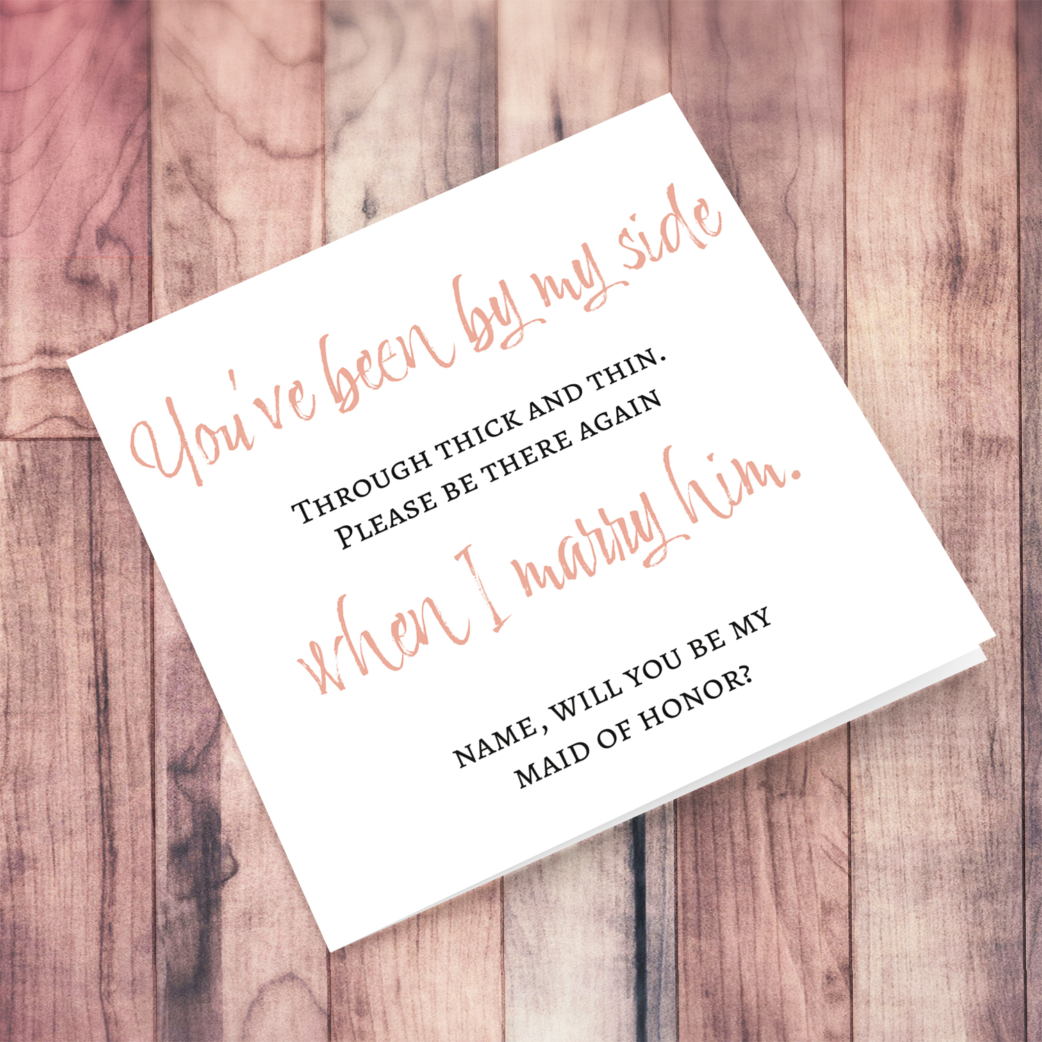 You've been by my side wedding party card for Maid of Honor in English (Personalisable)
