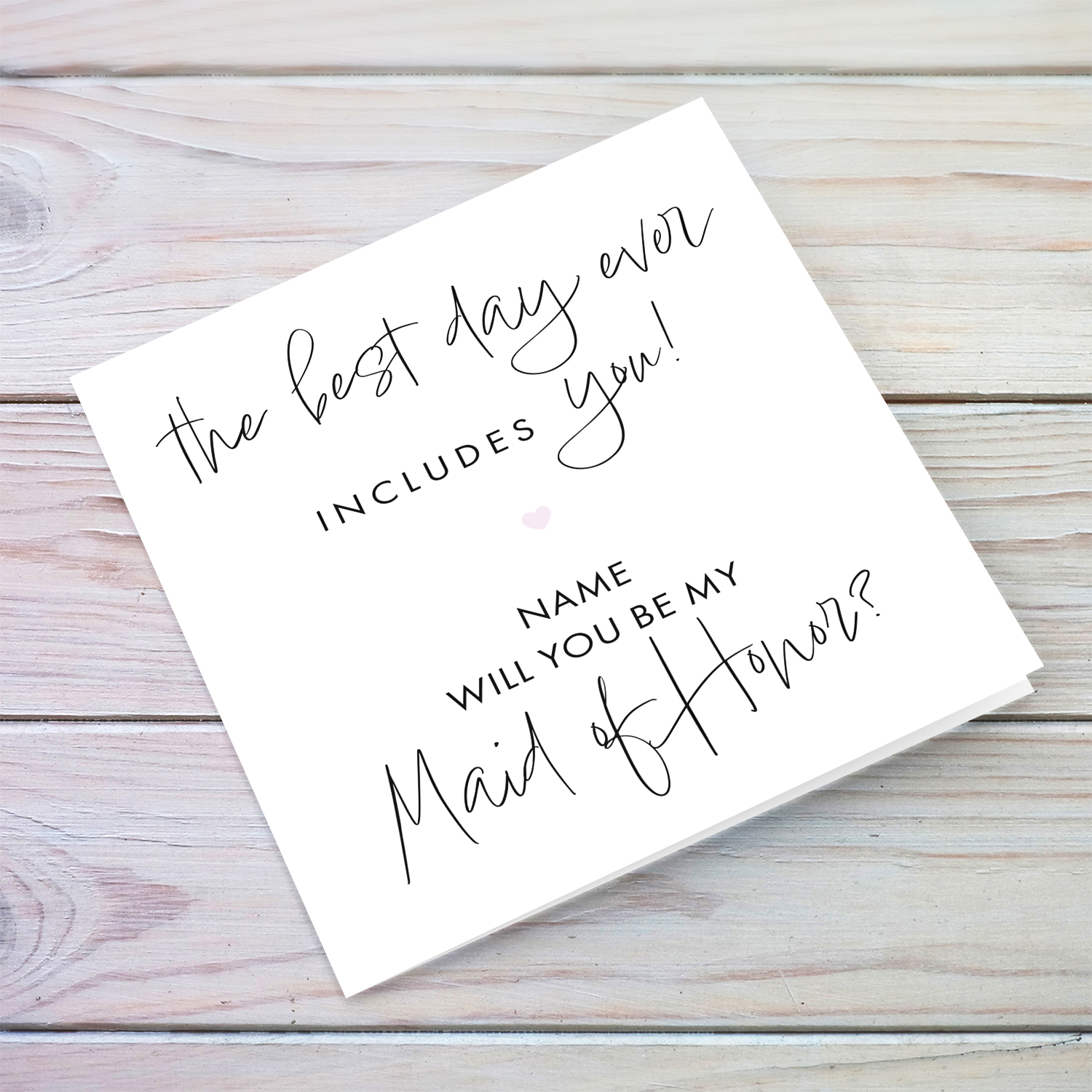 The best day ever includes you - Will you be my Maid of Honor - wedding party card in English (Personalisable)