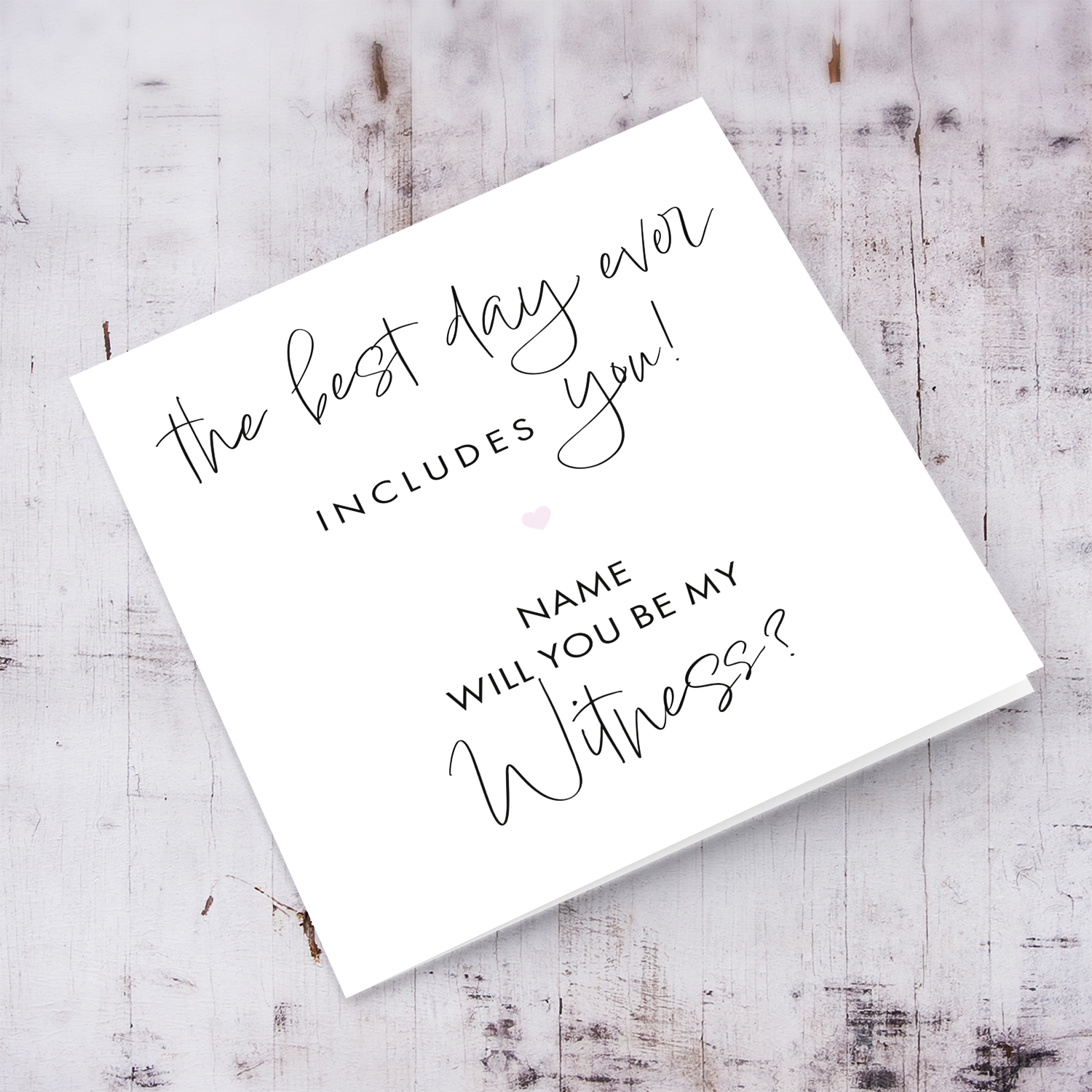 The best day ever includes you - Will you be my Witness - wedding party card in English (Personalisable/Female)