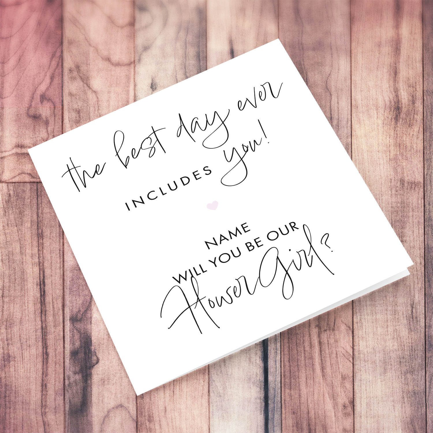 The best day ever includes you - Will you be my Flower girl - wedding party card in English (Personalisable)