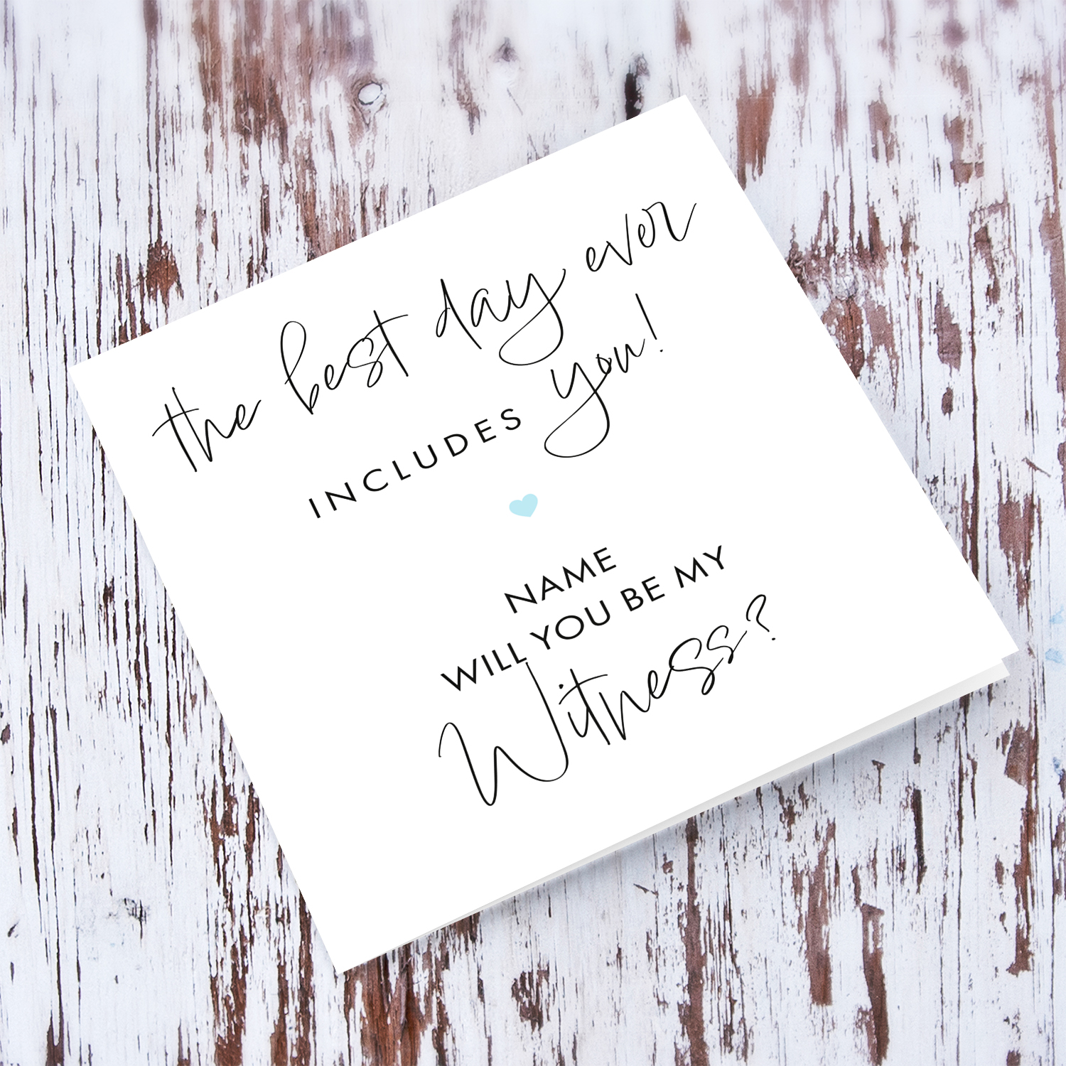 The best day ever includes you - Will you be my Witness - wedding party card in English (Personalisable/Male)