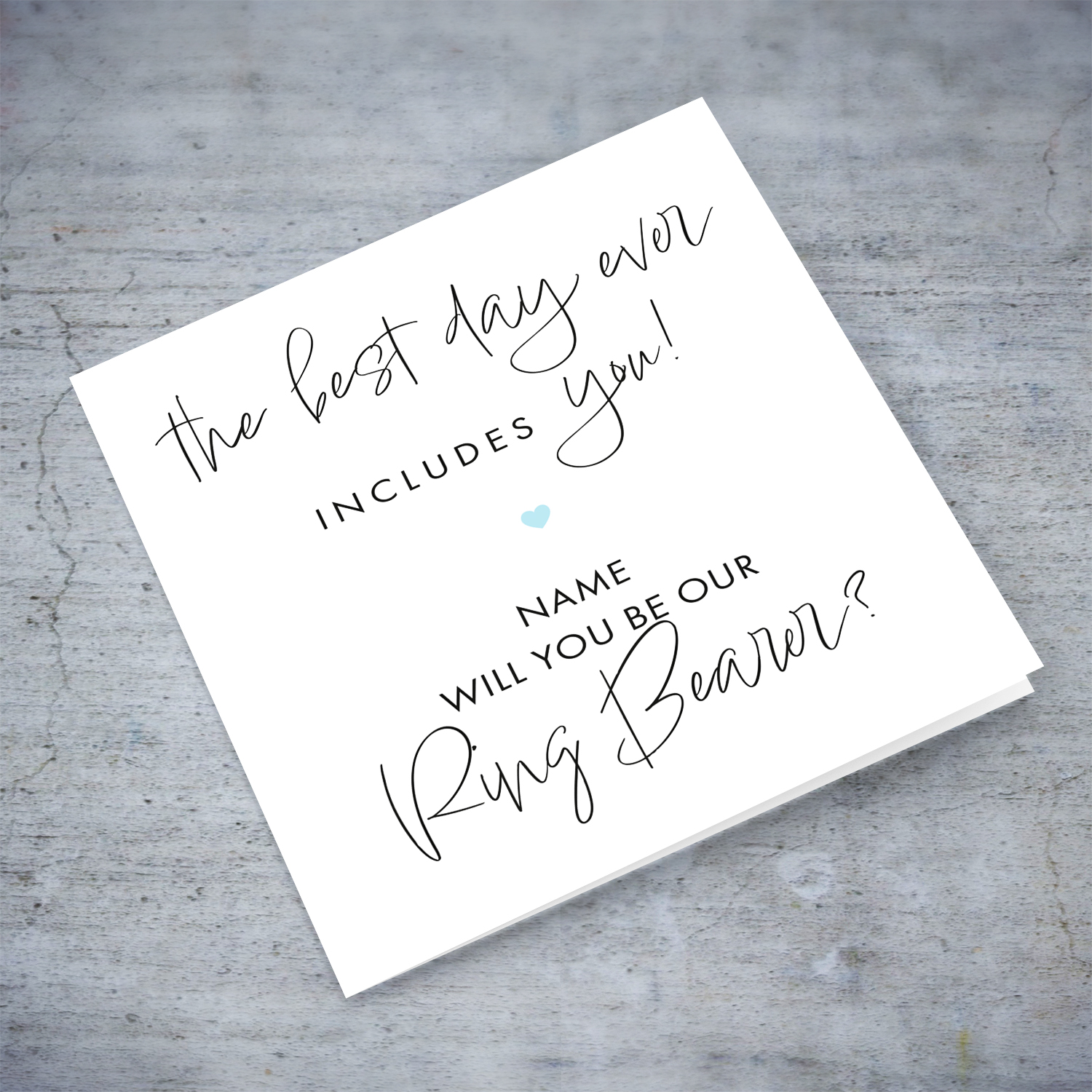 The best day ever includes you - Will you be our Ring Bearer - wedding party card in English (Personalisable)