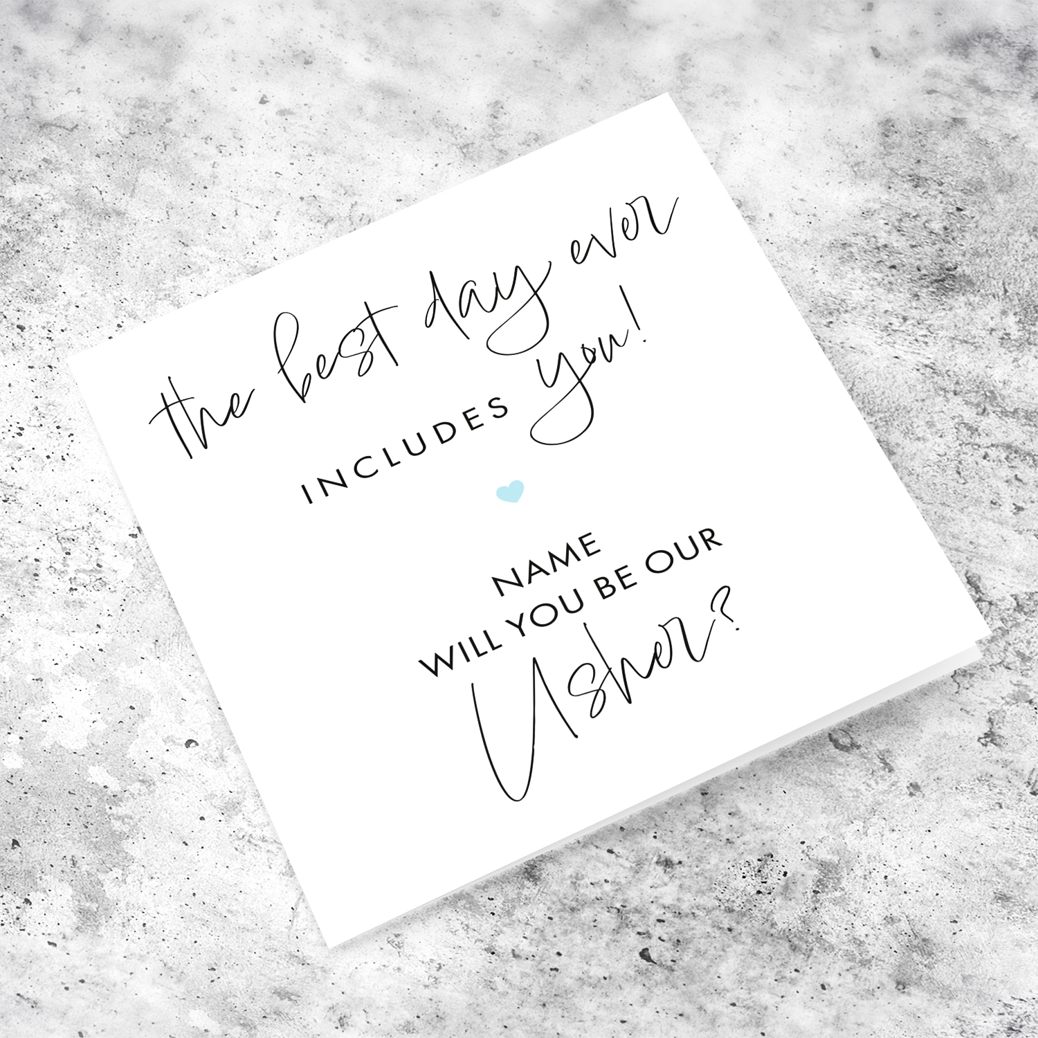 The best day ever includes you - Will you be our Usher - wedding party card in English (Personalisable)
