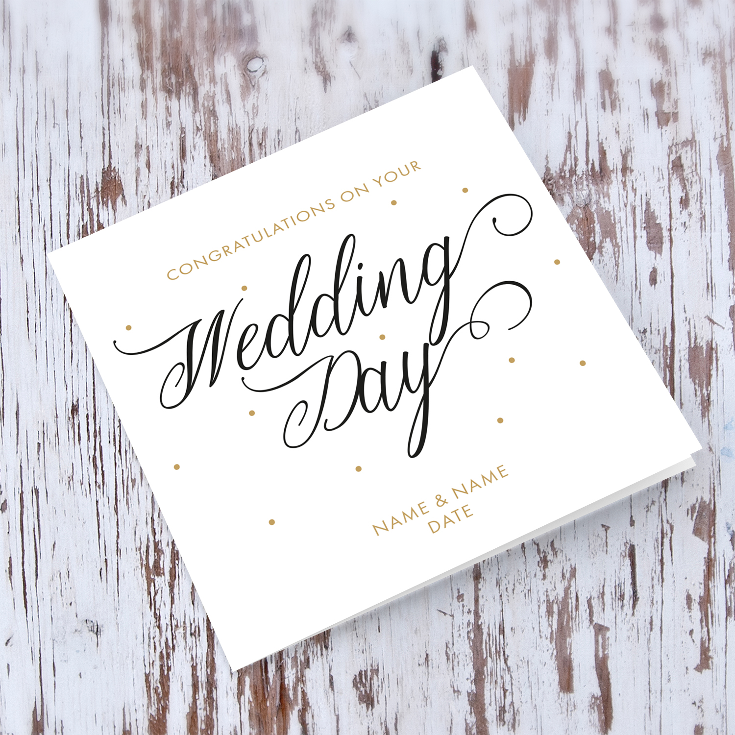Elegant and minimalist personalisable wedding card in English