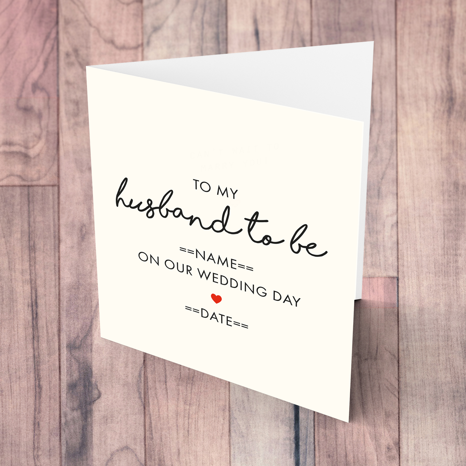 Wedding card for husband to be on Wedding Day in English (Personalisable)