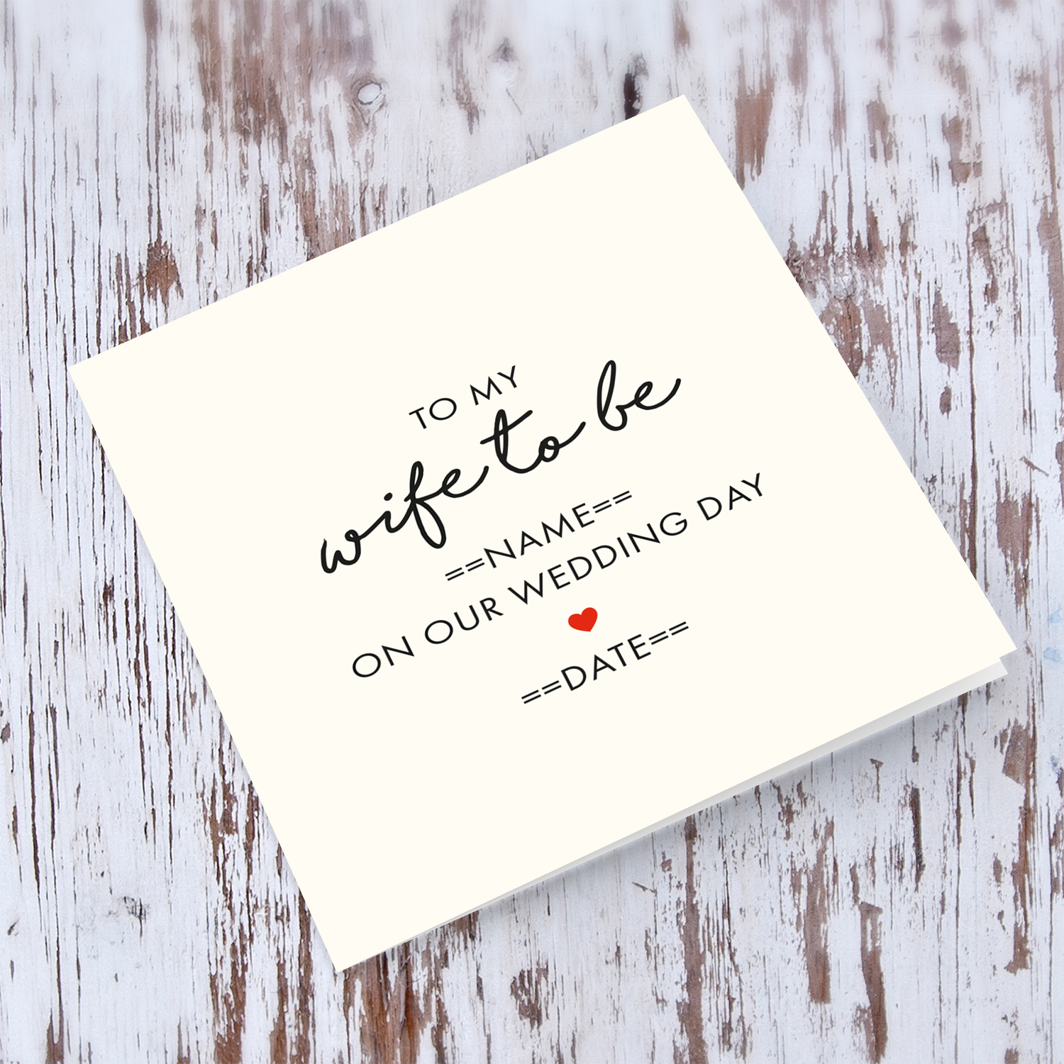 Wedding card for wife to be on wedding day in English (Personalisable)