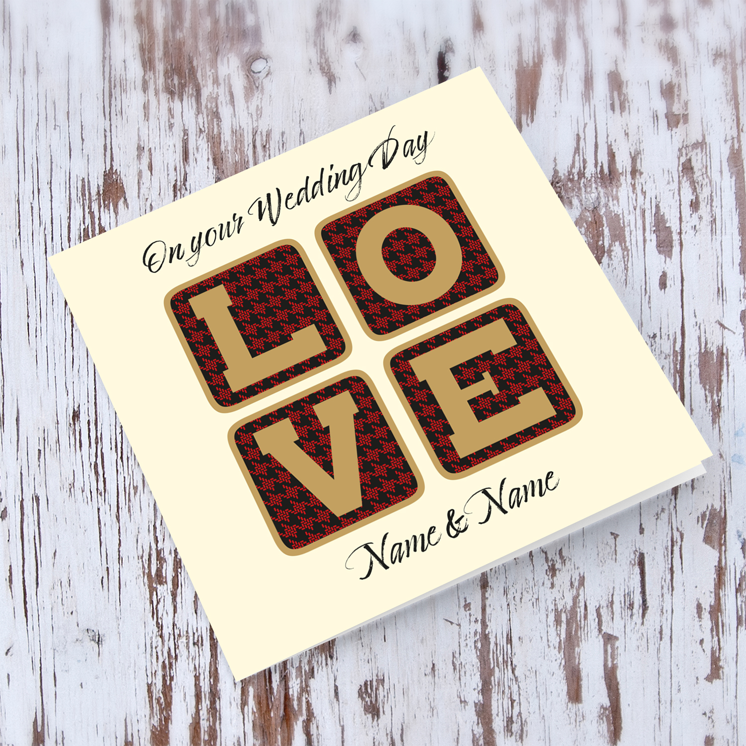LOVE Wedding card in English (Personalisable)