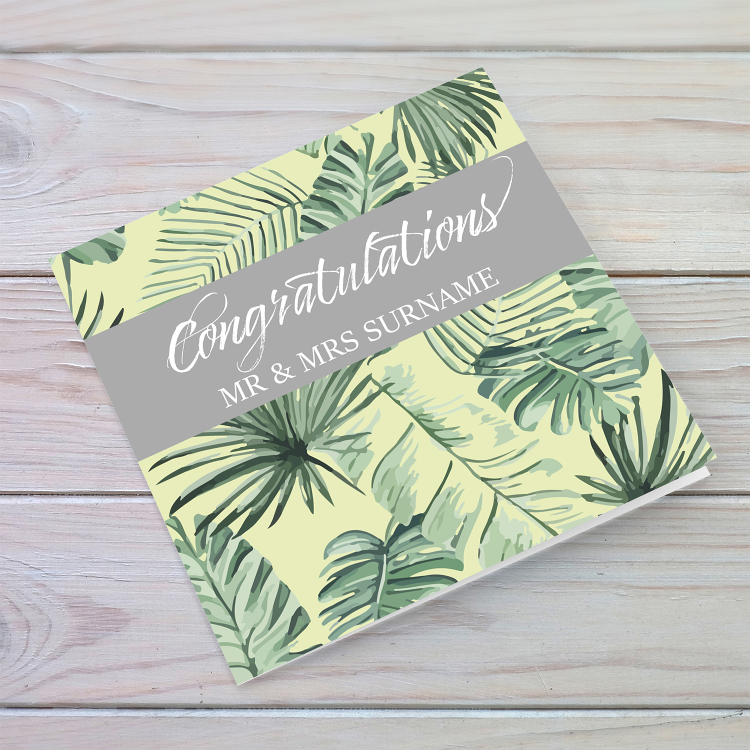 Scattered Leaves themed wedding card in English (Personalisable)