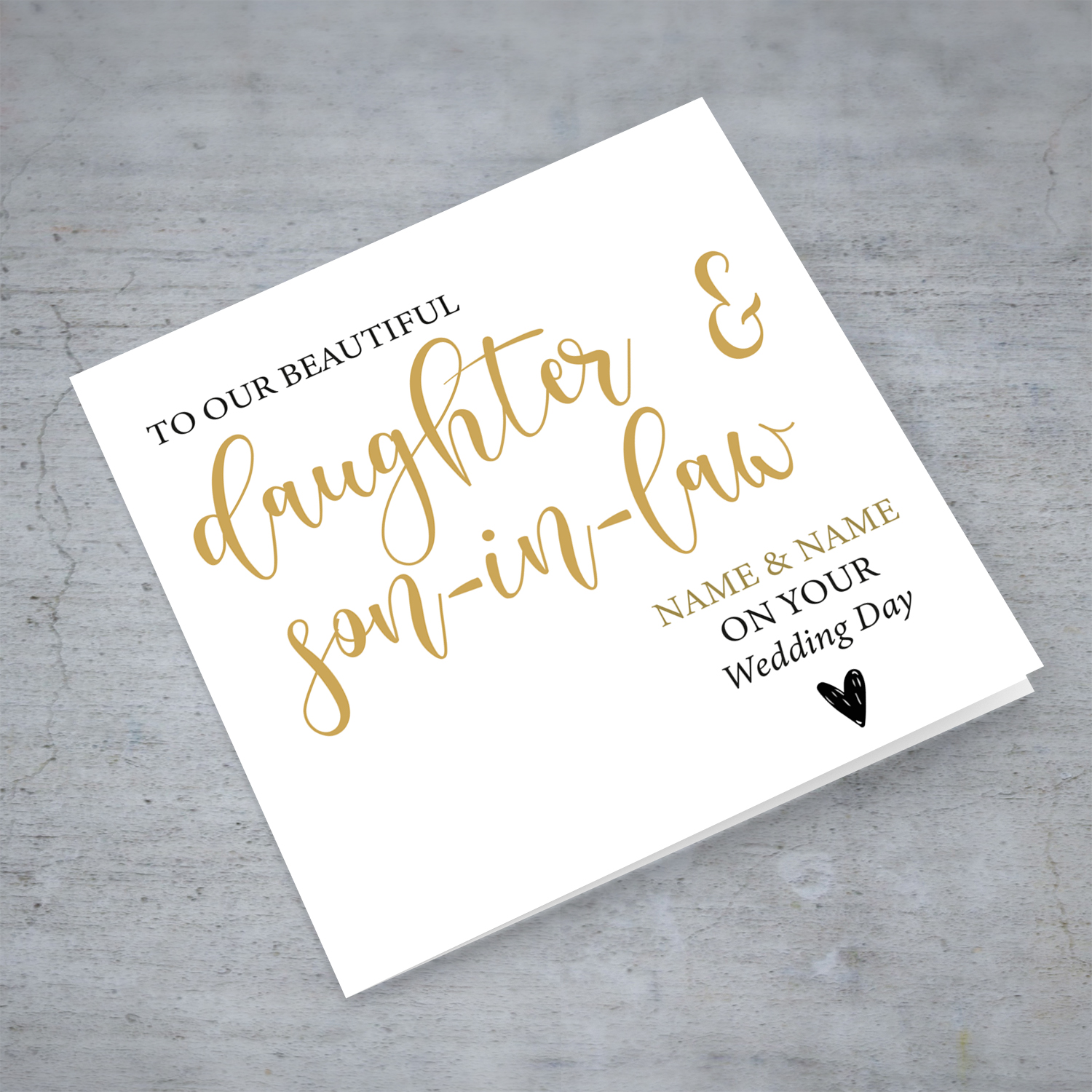 Daughter & Son-in-law wedding card in English (personalisable)