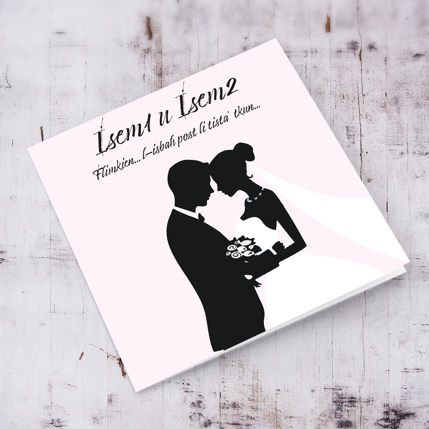 Silhouette themed wedding card in Maltese (Personalisable)