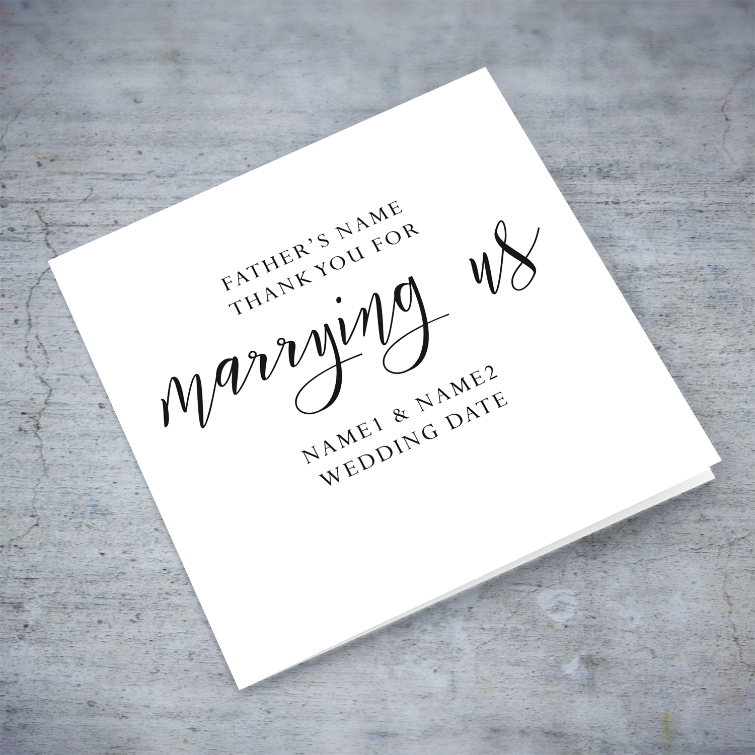 Minimalist thank you wedding card for Father / Priest who is doing the ceremony in English (Personalisable)