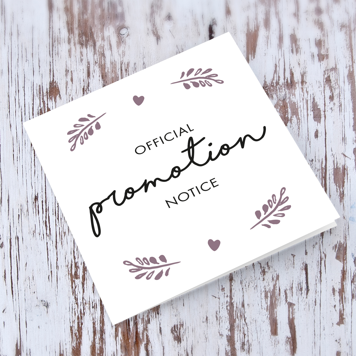 Minimalist official promotion notice card for bestie to auntie