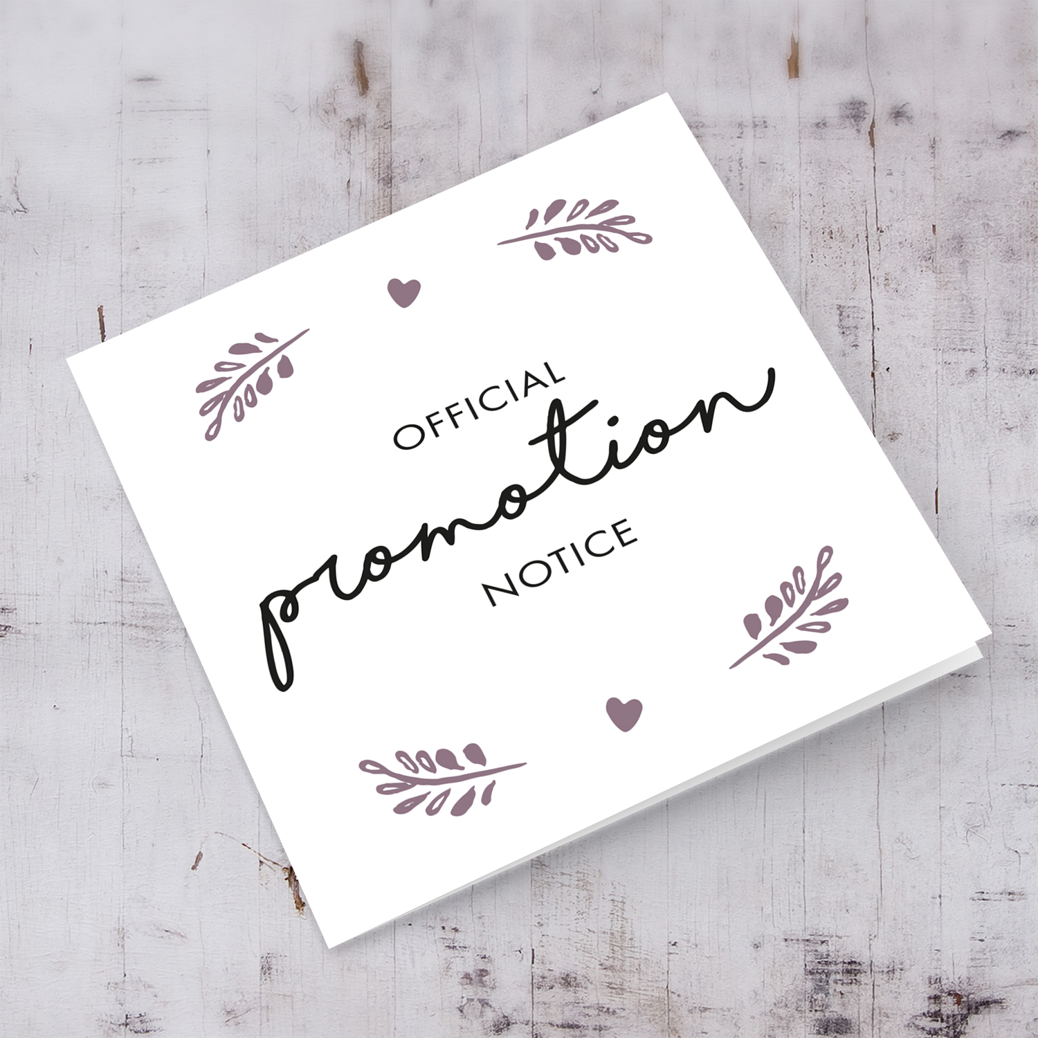 Minimalist official promotion notice card - from sister to auntie