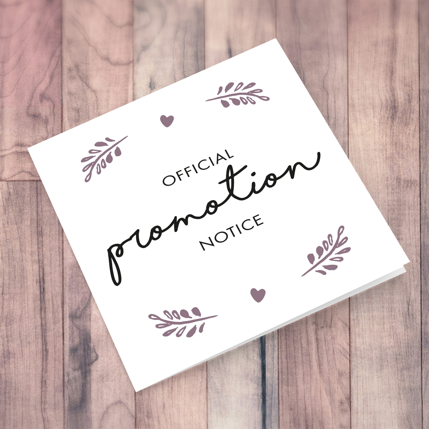 Minimalist official promotion notice card - from brother to uncle