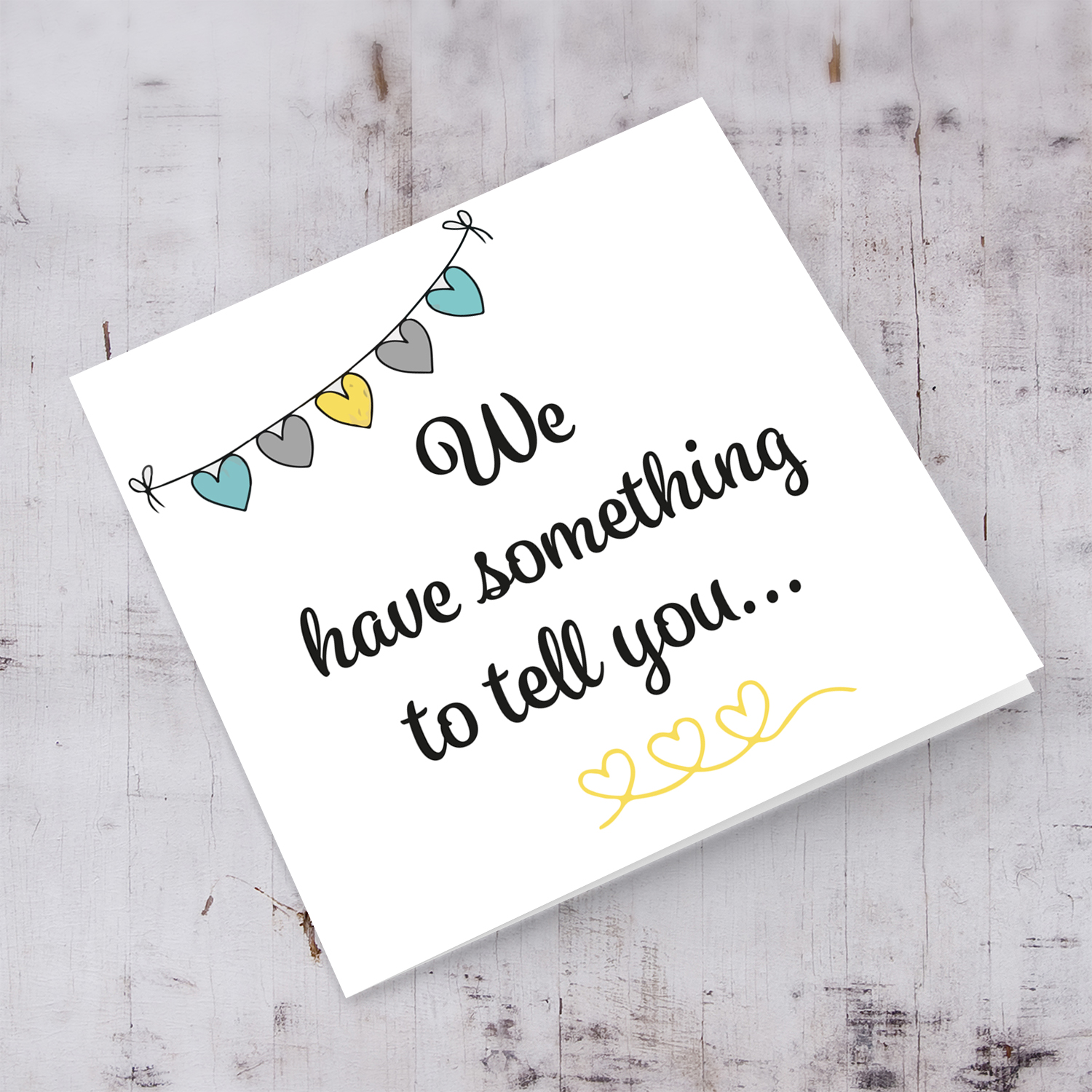 Cute heart bunting baby/pregnancy announcement card in English