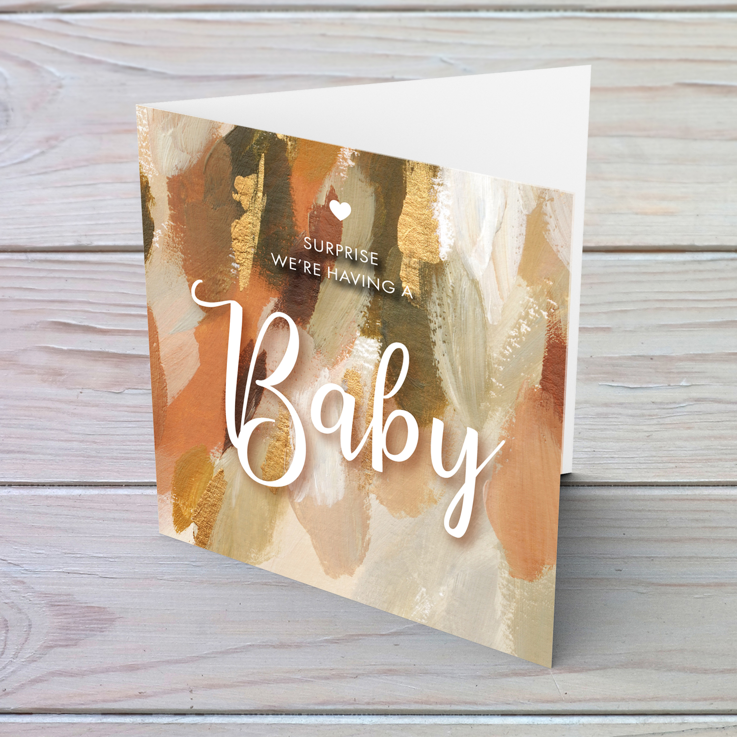 Natural tones Baby Announcement/Pregnancy Card in English
