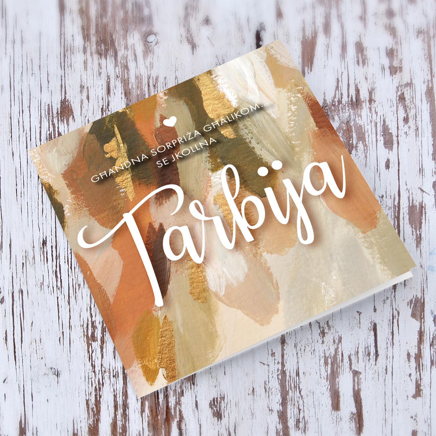 Natural tones Baby Announcement/Pregnancy Card in Maltese