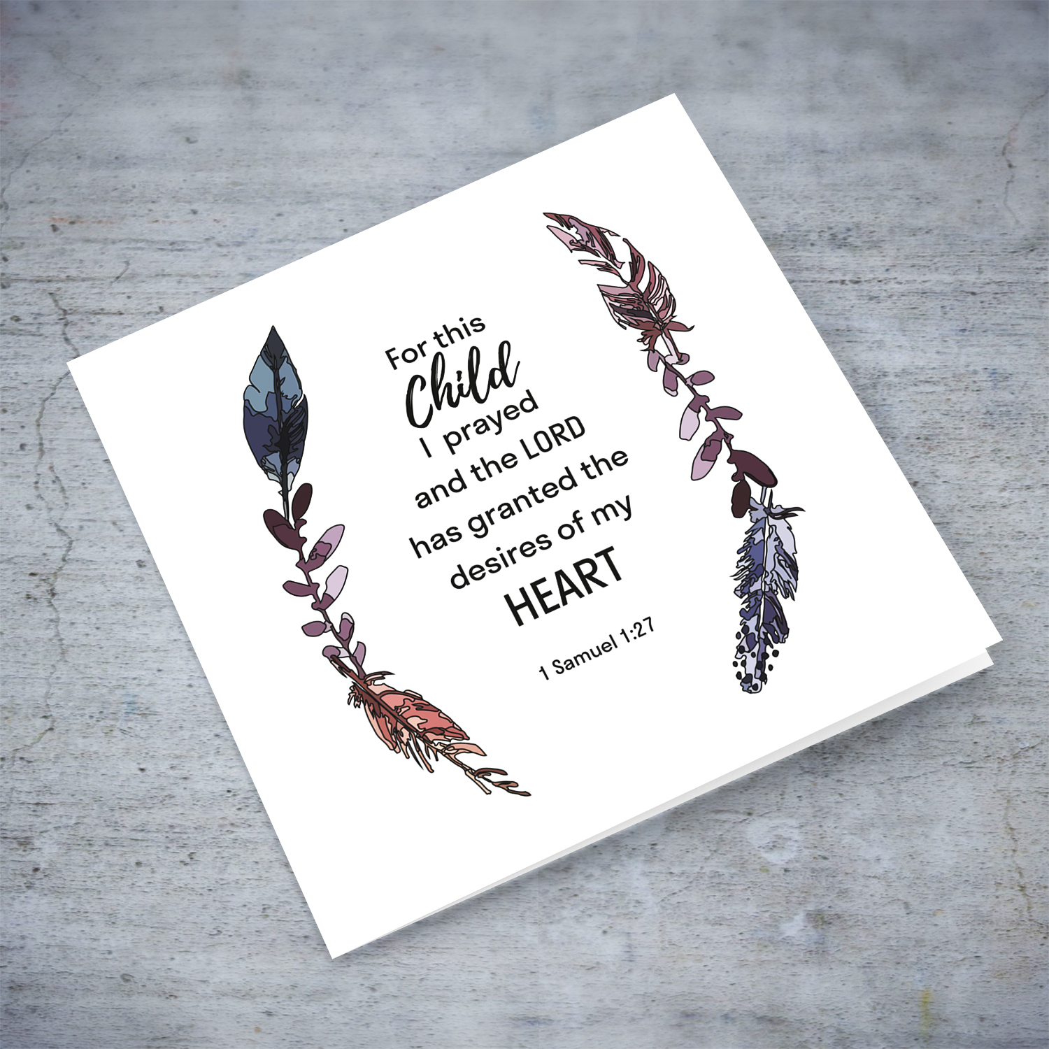 Biblical Verse baby announcement card in English