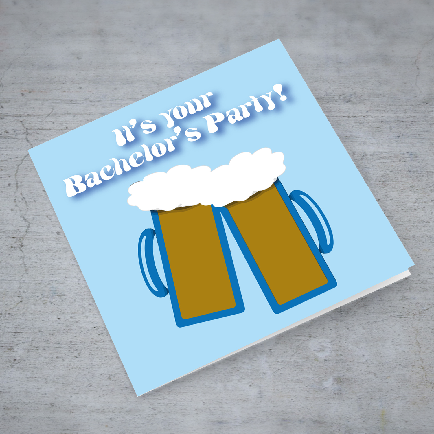 Beer themed bachelor's party card in English