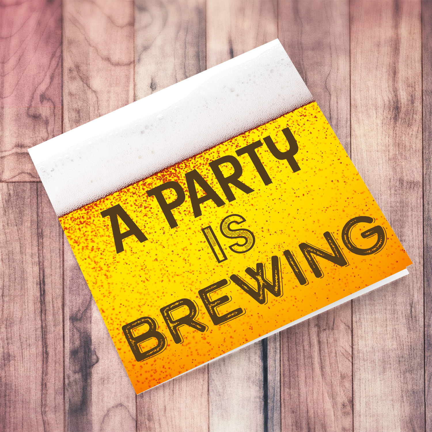 Beer themed bachelor party card in English - A party is brewing