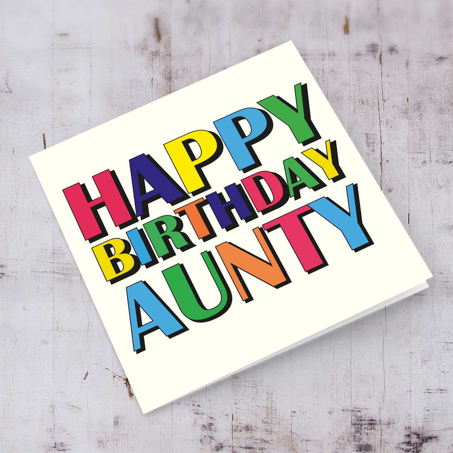 Colourful wording birthday card for Aunty in English