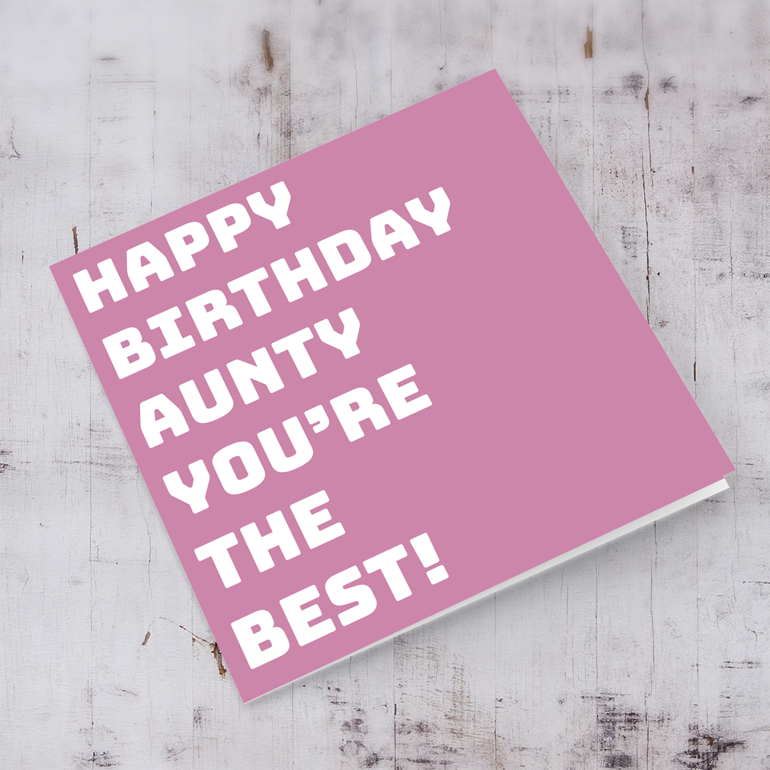 Pink block colour background birthday card for aunty in English
