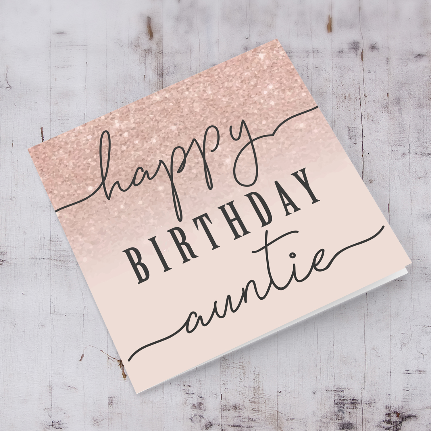 Dusty rose with sparkly background birthday card for aunti in English