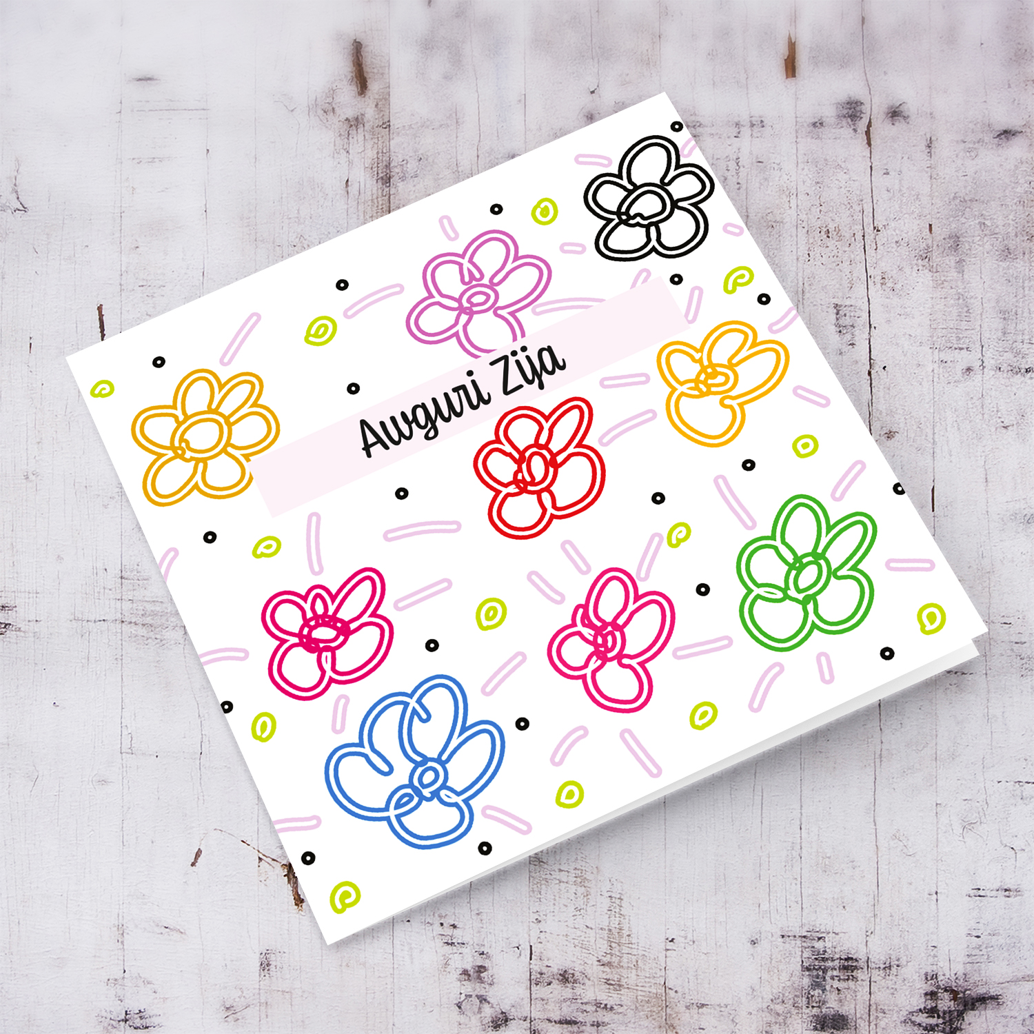 Colourful, bright coloured flowers birthday card for Aunty / Zija in Maltese